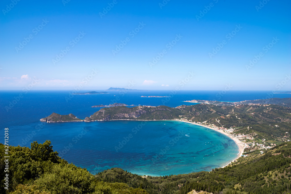 Amazing view to the beach of Saint George in Corfu island, Greece