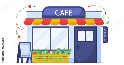 Fototapeta Naklejka Na Ścianę i Meble -  Modern cafe building vector concept