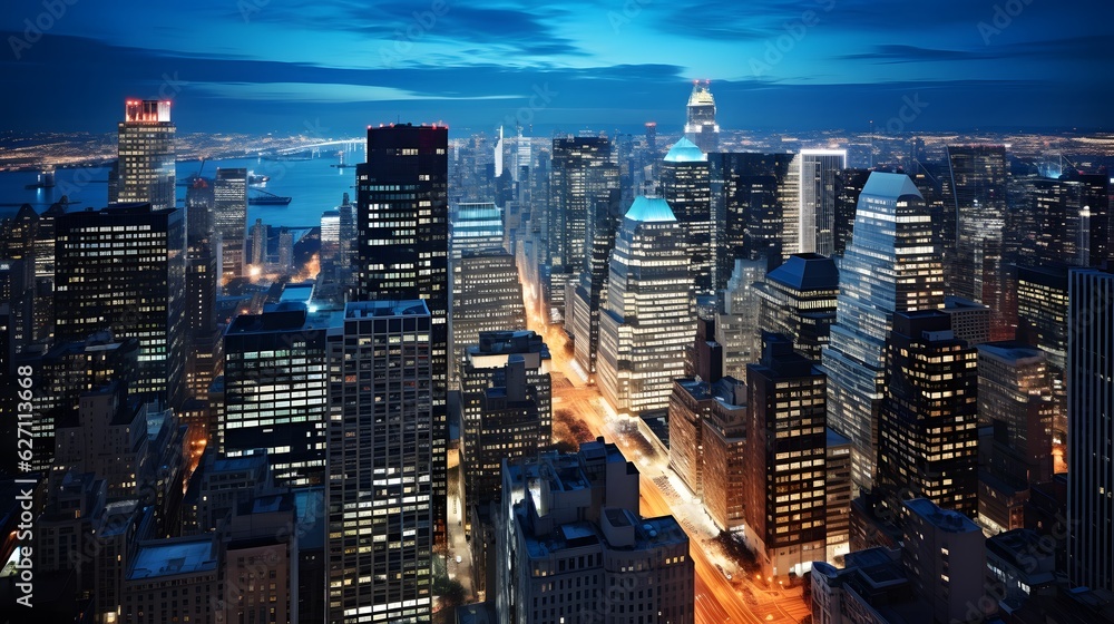 Obraz premium Capture the vibrant energy of a cityscape at night
