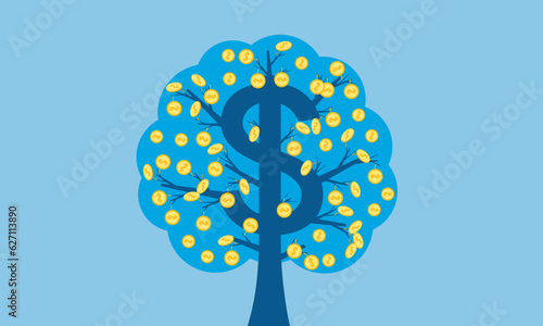 Dollar money tree concept illustration