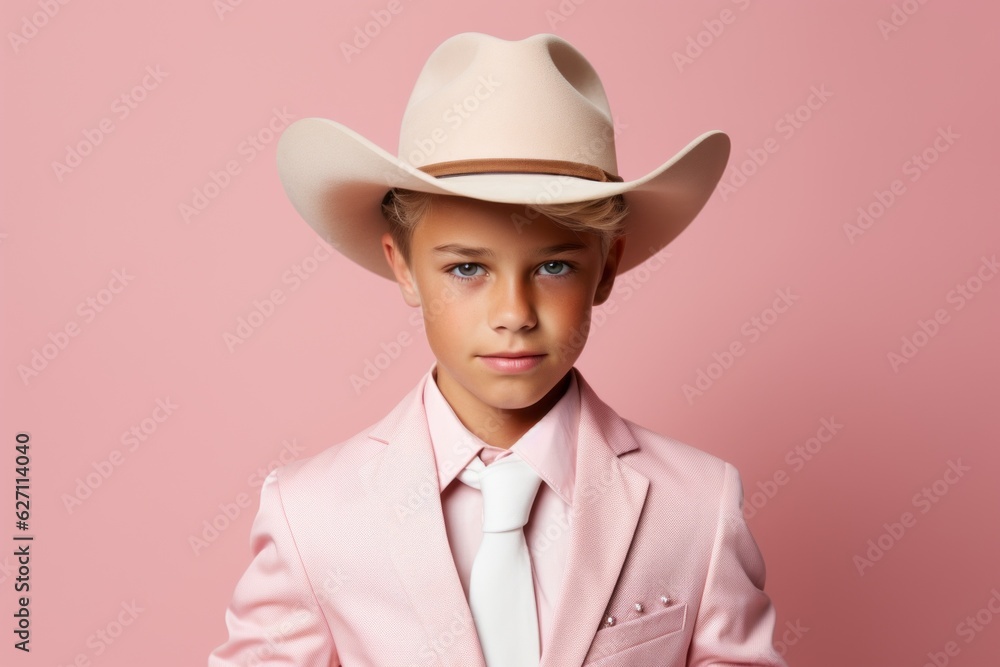 Boy in a cowboy hat. Portrait with selective focus and copy space Boy in a cowboy hat. Portrait with selective focus and copy space