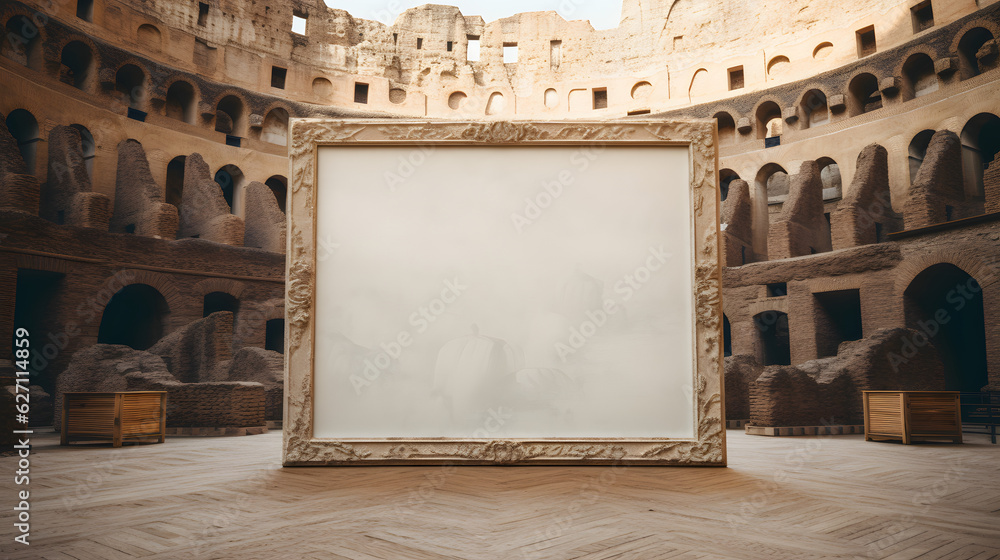 Large picture frame in the centre of the colosseum - obrazy, fototapety, plakaty 