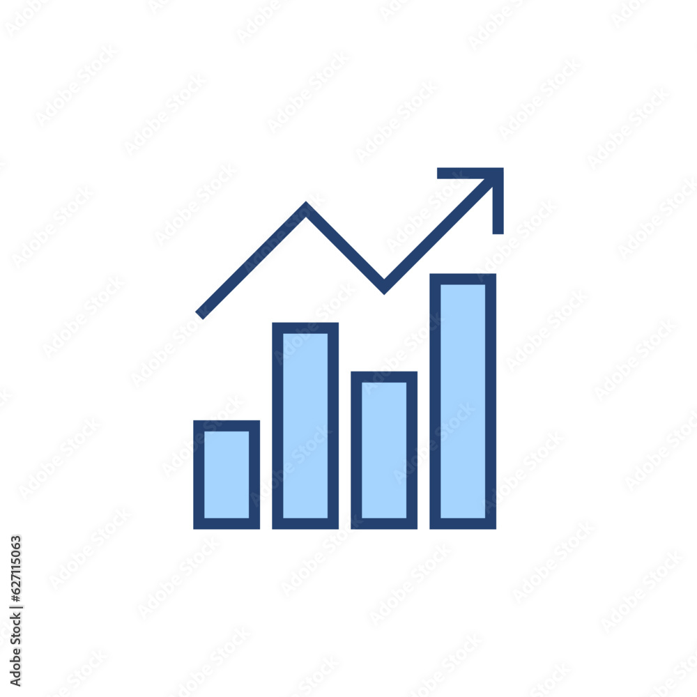 Growing graph icon vector. Chart sign and symbol. diagram icon Growing graph icon vector. Chart sign and symbol. diagram icon