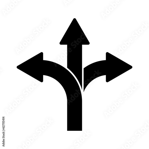 Three way direction arrow icon. Vector illustration. EPS 10.