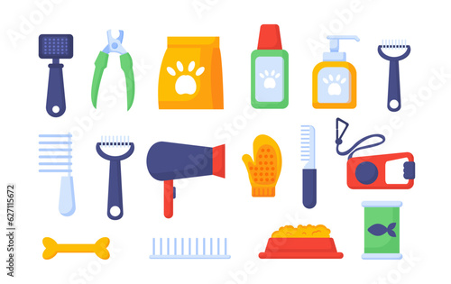 Set for dog care vector concept