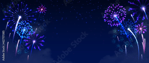 Festival fireworks at sky vector background