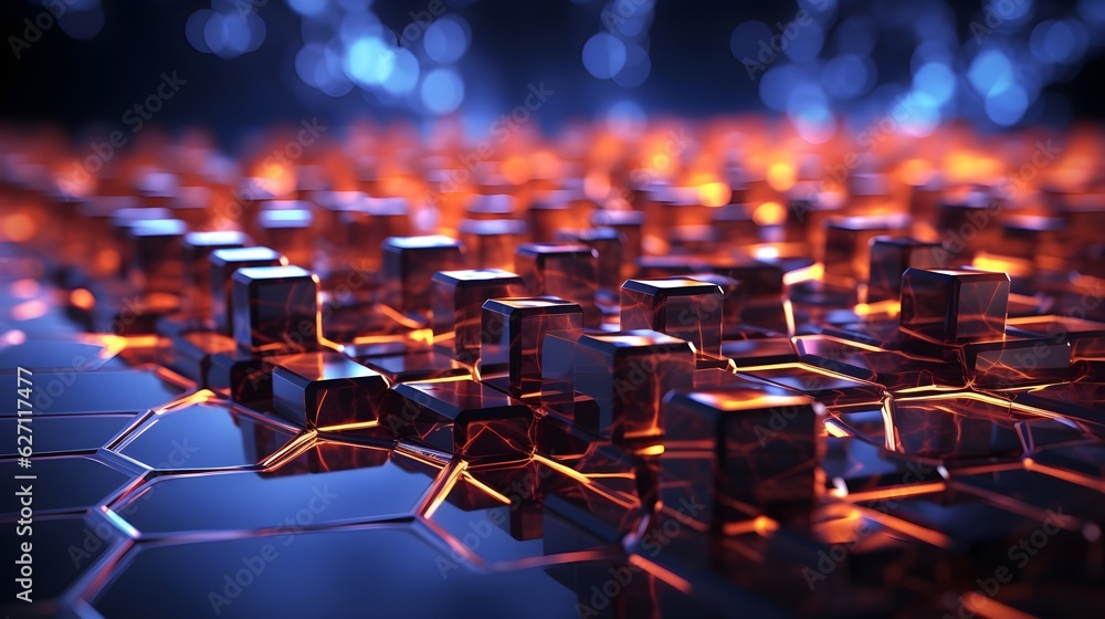 Neon Hexagon Fusion: Dynamic Tech Graphic Background