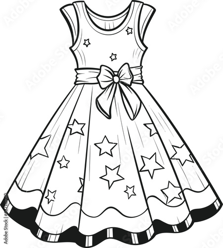 Tea-length dress coloring pages vector animals