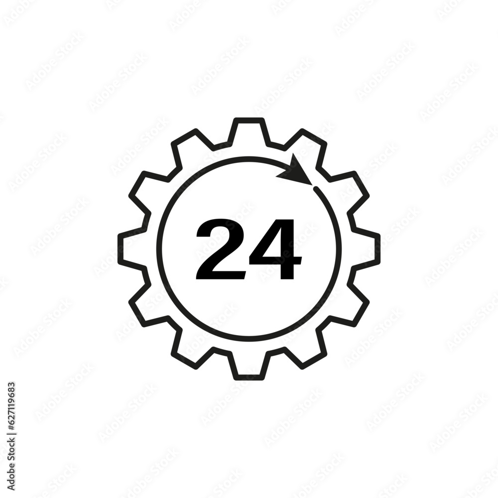 24 hour service line icon. Vector illustration. EPS 10.