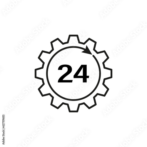 24 hour service line icon. Vector illustration. EPS 10.