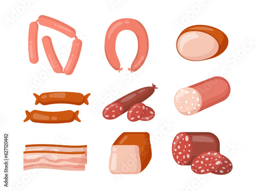 Set of meat products vector concept