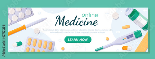 Online pharmacy banner vector concept