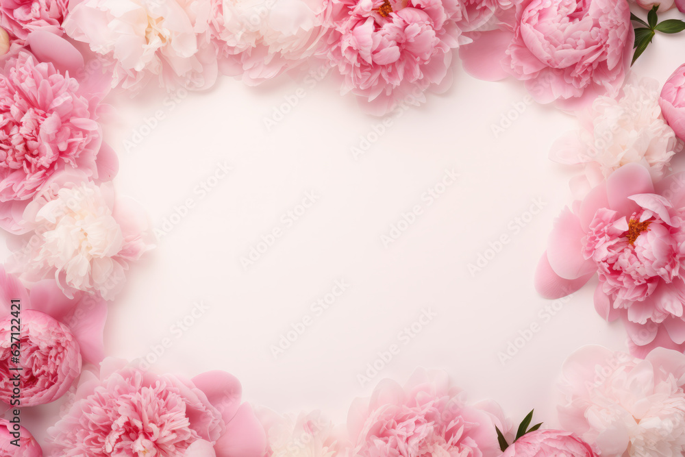 Beautiful Peonies Frame Abstract Background