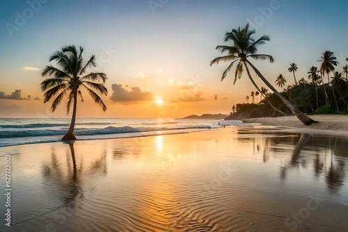 sunset on the beach generated ai © kashif 2158