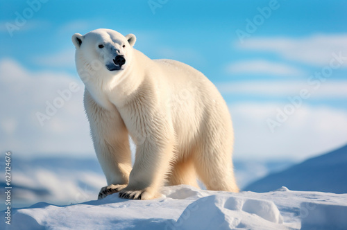 Polar bear in its natural habitat in the Arctic Circle. AI generated