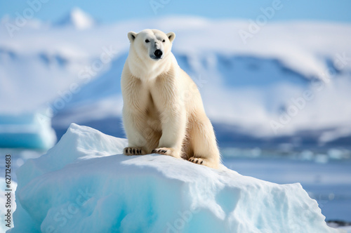 Polar bear on iceberg in its natural habitat in the arctic circle. AI generated