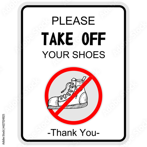 Please Take Off Your shoes, thank you, sticker vector