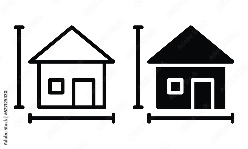 House size icon with outline and glyph style. House size icon with outline and glyph style.