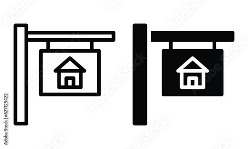 House signboard icon with outline and glyph style.