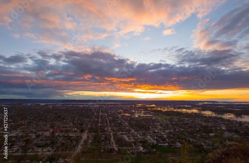 sunset over the city