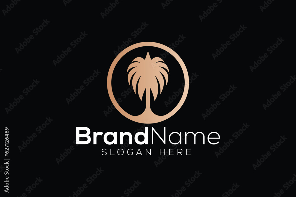 Minimal Awesome Trendy palm tree Logo design vector template Minimal Awesome Trendy palm tree Logo design vector template