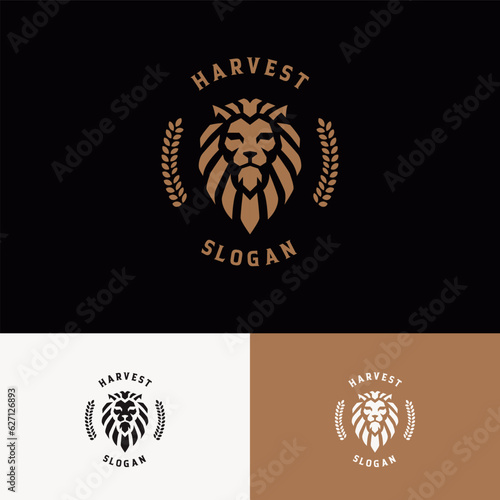 Harvest Logo design template with lion head mascot