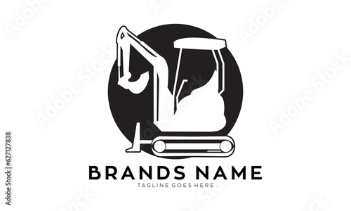Mini excavator silhouette icon logo