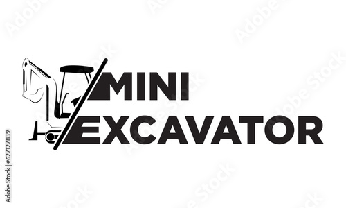Mini excavator creative vector logo