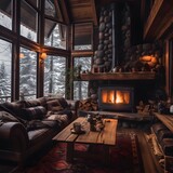 Embrace the Cozy Vibes of a Rustic Cabin Nestled in Snowy Wilderness, A Perfect Winter Retreat