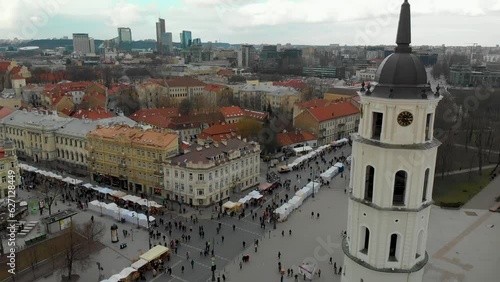 Aerial view of Kaziuko muge or Kaziukas Easter market, Vilnius, Lithuania photo