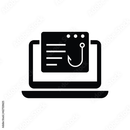 Website and fishing hook icon design. phishing email scam on laptop screen with fishing hook, Isolated on white background. vector illustration