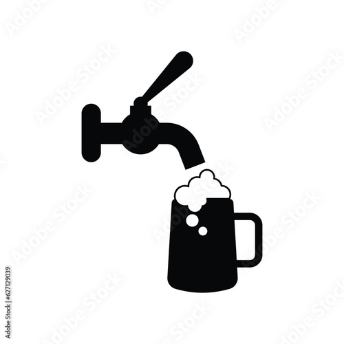 Beer tap and mug icon design. isolated on white background. vector illustration