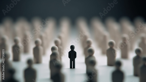 The magnet selects one person from the row. Finding the best recruiting candidate. Human resources. Search for the right person. Poaching an employee to your company