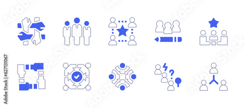 Teamwork icon set. Duotone style line stroke and bold. Vector illustration. Containing together  men  networking  team  teamwork.