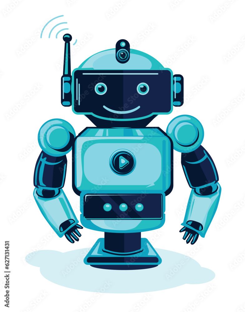 Cute friendly robot chatbot artificial intelligence cartoon character Cute friendly robot chatbot artificial intelligence cartoon character