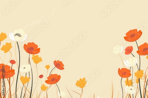 Wallpaper pattern of a small separated flower in pastel color  art  seamless illustration  and minimalist style. copy space. Generative AI.