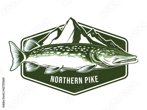 northern pike fish badge logo