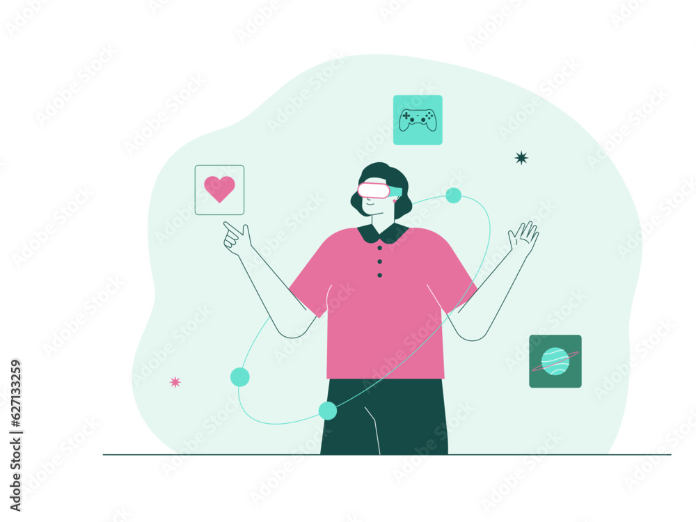 Obraz premium Metaverse technology future concept. Cyber virtual reality simulation. VR AI. Artificial intelligence. Global blockchain innovation connection. Futuristic networking experience.
