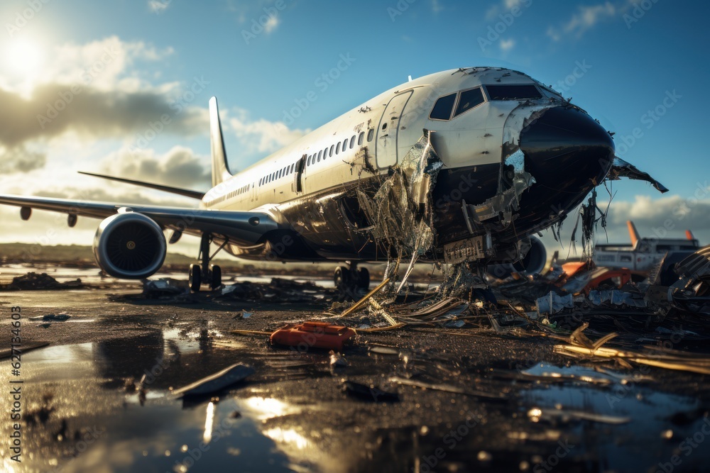 Passenger plane accident on the runway Passenger plane accident on the runway