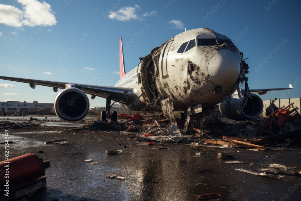 Passenger plane accident on the runway Passenger plane accident on the runway