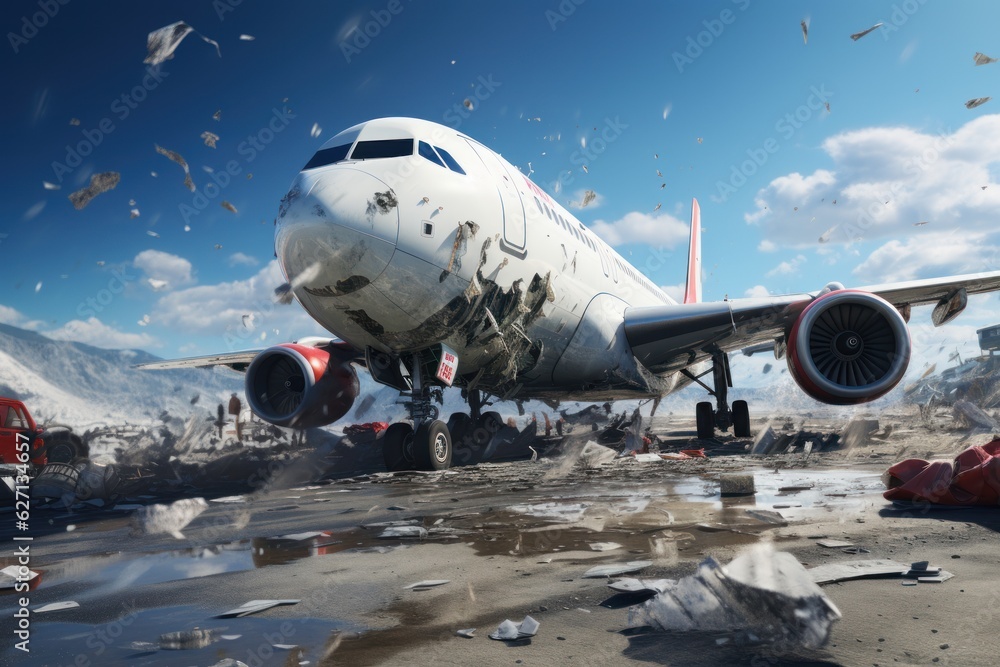 Passenger plane accident on the runway Passenger plane accident on the runway
