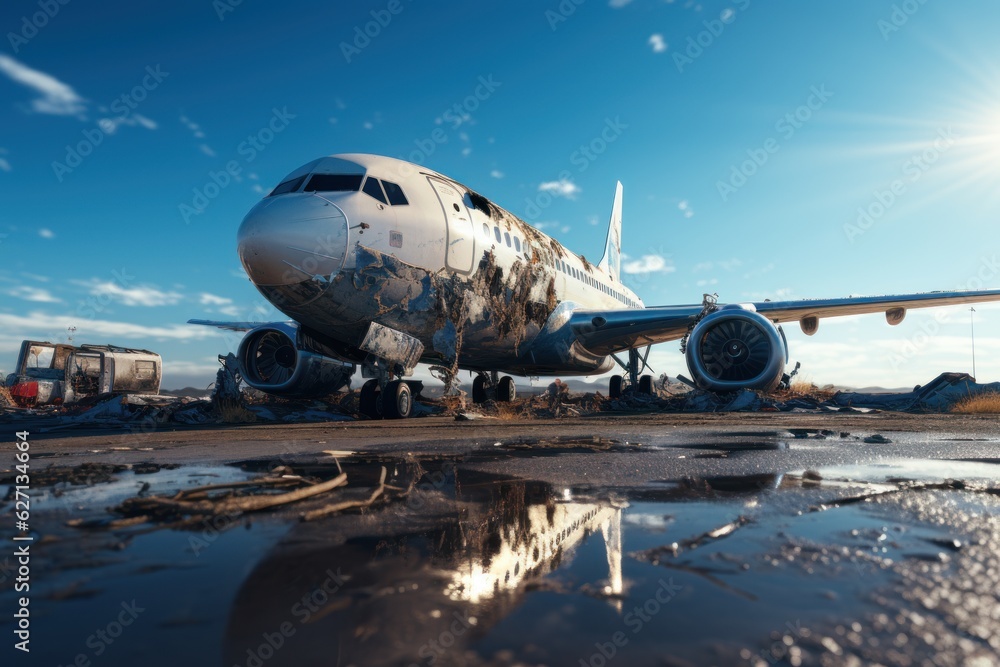 Passenger plane accident on the runway Passenger plane accident on the runway