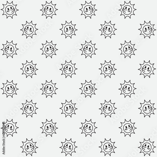 Cute Retro Sun Character Seamless Pattern