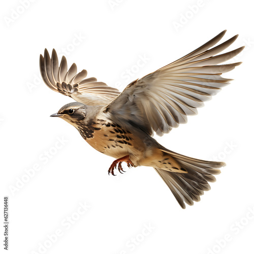 Beautiful skylark bird on transparent background
