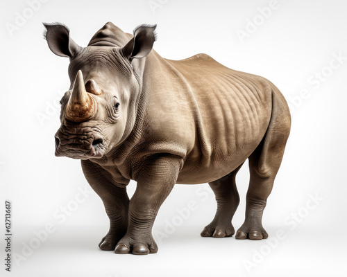 a rhinoceros jumping on isolate white background Generative ai