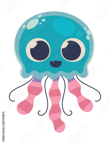 cute jellyfish sea life cartoon icon