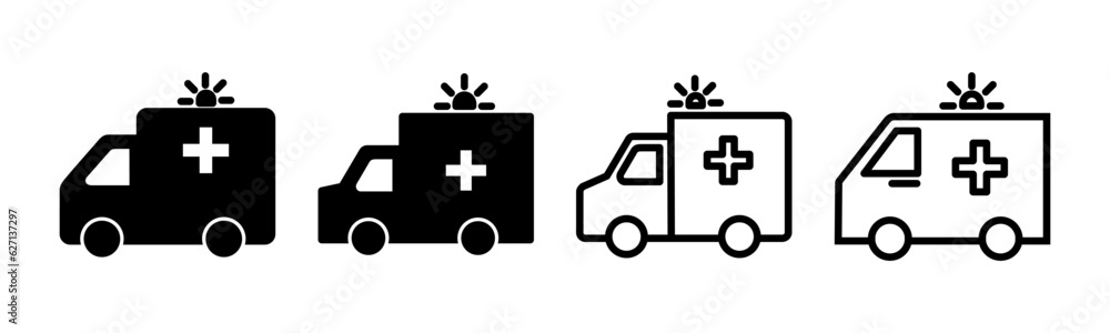 Ambulance icon set illustration. ambulance truck sign and symbol. ambulance car Ambulance icon set illustration. ambulance truck sign and symbol. ambulance car
