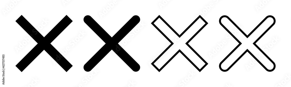 Close icon set illustration. Delete sign and symbol. cross sign Close icon set illustration. Delete sign and symbol. cross sign
