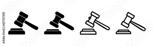 Gavel icon set illustration. judge gavel sign and symbol. law icon. auction hammer