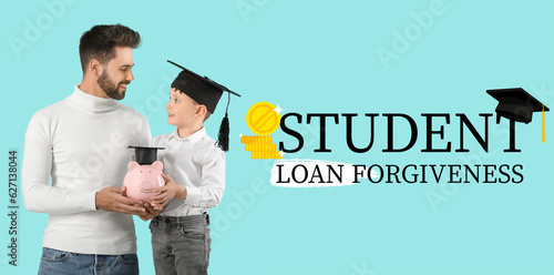 Little boy and father with ...